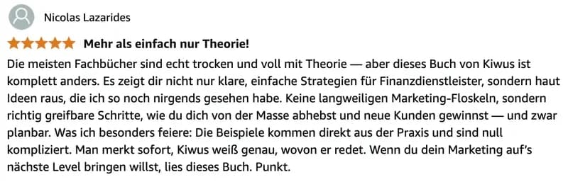 Amazon-Bewertung 1 zum Buch Empfehlungschampion