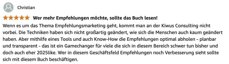 Amazon-Bewertung 2 zum Buch Empfehlungschampion