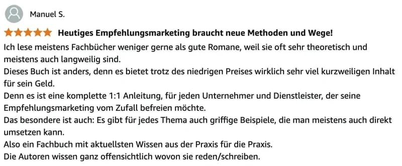 Amazon-Bewertung 3 zum Buch Empfehlungschampion