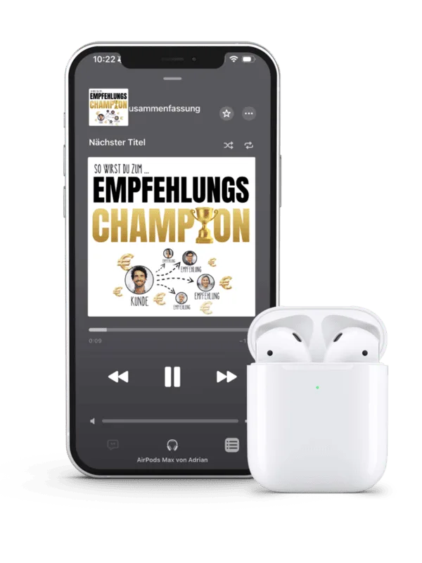 Hörbuch „So wirst du zum Empfehlungschampion“ auf dem Smartphone